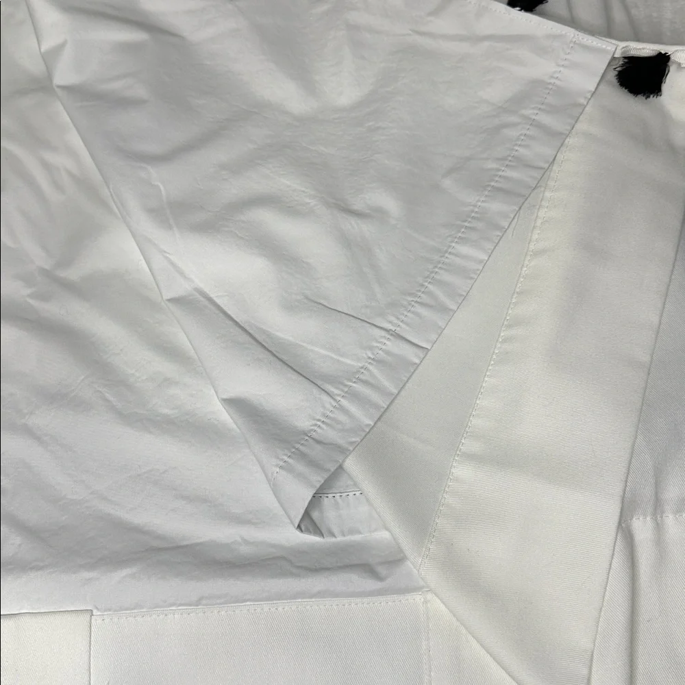Pillowfort White Curtains with Black Tassels 82”x 41” lot of 2 Curtain Panels